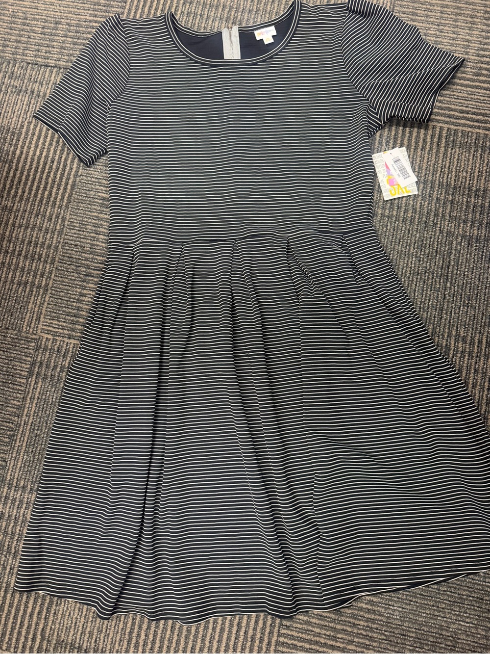 NWT LuLaRoe Amelia Black White Striped Midi Dress Sz 3XL